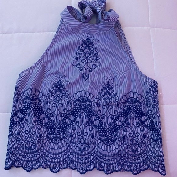 Blue Blouse with Pattern - Picture 1 of 3